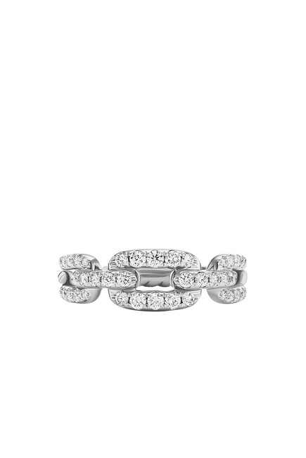 Chain Link Ring, 18k White Gold  & Diamond